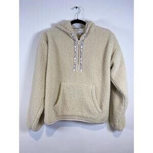 P.J. Salvage Cream Sherpa Hoodie with Floral Trim Size S